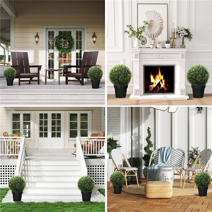 SET DI 2 PIANTE ARTIFICIALI A SFERA CON FOGLIE DI CEDRO PER CASA E GIARDINO Ø 45 CM VERDE