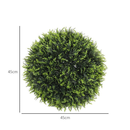 SET DI 2 PIANTE ARTIFICIALI A SFERA CON FOGLIE DI CEDRO PER CASA E GIARDINO Ø 45 CM VERDE