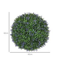 SET DI 2 PIANTE ARTIFICIALI A SFERA CON FIORI DI LAVANDA PER CASA E GIARDINO Ø 42 CM VERDE E VIOLA