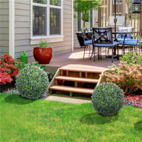 SET DI 2 PIANTE ARTIFICIALI A SFERA CON FIORI DI LAVANDA PER CASA E GIARDINO Ø 42 CM VERDE E VIOLA