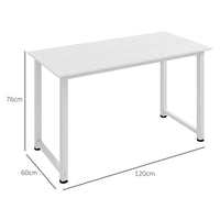 SCRIVANIA PER COMPUTER CON PIEDINI REGOLABILI IN TRUCIOLATO E ACCIAIO 120X60X76 CM BIANCO