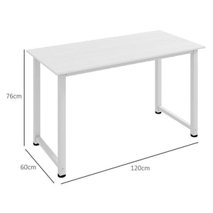 SCRIVANIA PER COMPUTER CON PIEDINI REGOLABILI IN TRUCIOLATO E ACCIAIO 120X60X76 CM BIANCO