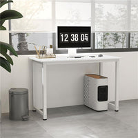 SCRIVANIA PER COMPUTER CON PIEDINI REGOLABILI IN TRUCIOLATO E ACCIAIO 120X60X76 CM BIANCO