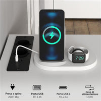 SCRIVANIA CON SCAFFALE A 2 LIVELLI E PRESE DI RICARICA IN LEGNO E METALLO 100X50X75 CM BIANCA E NERA