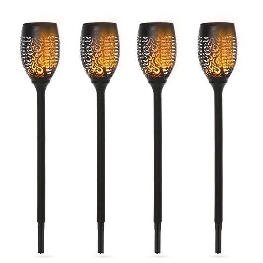 SET 4 FARETTI DA ESTERNO LED A ENERGIA SOLARE CON 4 PICCHETTI IN PLASTICA Ø 12X72 CM NERO