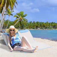 SET 2 LETTINI PRENDISOLE PIEGHEVOLI CON SCHIENALE REGOLABILE E BORSA 48X134X36-45 CM BEIGE