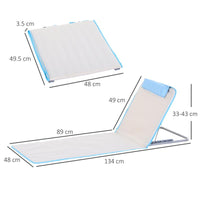 SET 2 LETTINI PRENDISOLE PIEGHEVOLI CON SCHIENALE REGOLABILE E BORSA 48X134X36-45 CM BEIGE