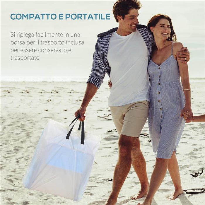 SET 2 LETTINI PRENDISOLE PIEGHEVOLI CON SCHIENALE REGOLABILE E BORSA 48X134X36-45 CM BEIGE