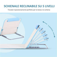 SET 2 LETTINI PRENDISOLE PIEGHEVOLI CON SCHIENALE REGOLABILE E BORSA 48X134X36-45 CM BEIGE