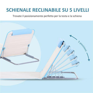 SET 2 LETTINI PRENDISOLE PIEGHEVOLI CON SCHIENALE REGOLABILE E BORSA 48X134X36-45 CM BEIGE