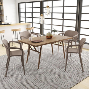 SET 4 SEDIE DA GIARDINO IMPILABILI IN PLASTICA MODERNE CON BRACCIOLI 60X56X75 CM GRIGIO