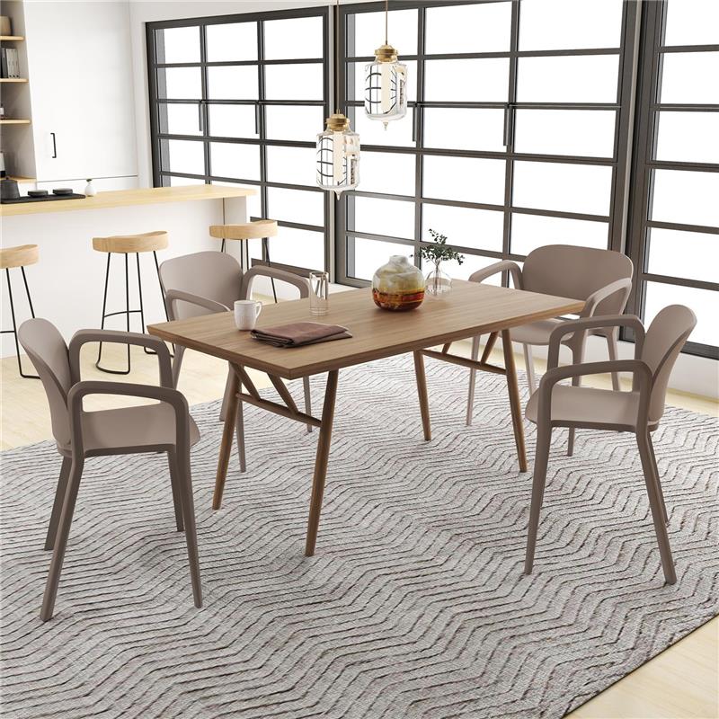 SET 4 SEDIE DA GIARDINO IMPILABILI IN PLASTICA MODERNE CON BRACCIOLI 60X56X75 CM GRIGIO