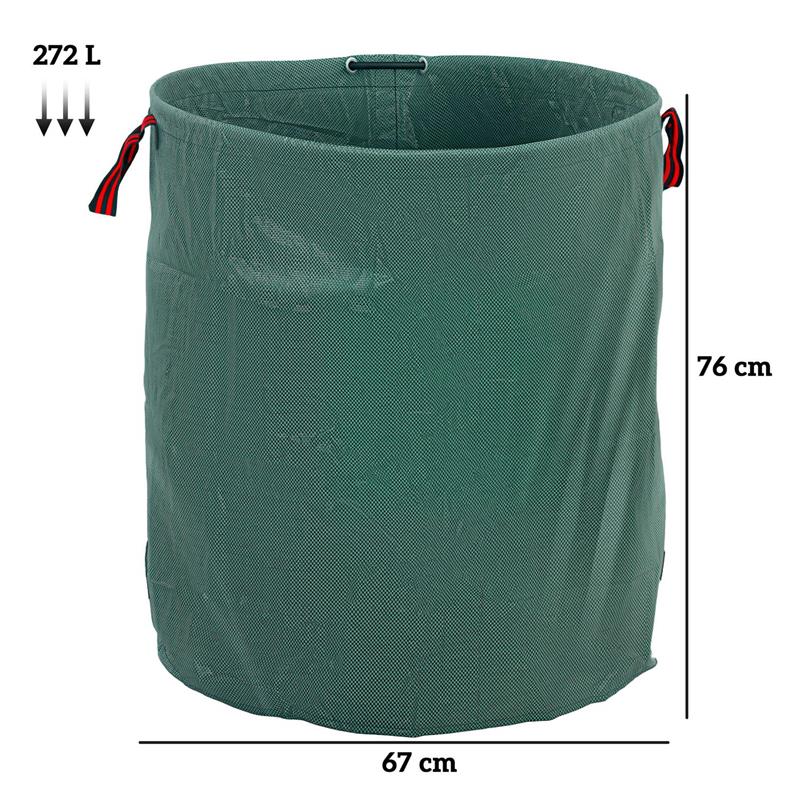 SET 3 SACCHI PER RIFIUTI DA GIARDINO DA 272 L CON MANICI RICHIUDIBILI E RIUTILIZZABILI Ø 67X76 CM VERDE