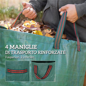 SET 3 SACCHI PER RIFIUTI DA GIARDINO DA 272 L CON MANICI RICHIUDIBILI E RIUTILIZZABILI Ø 67X76 CM VERDE