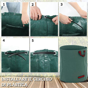 SET 3 SACCHI PER RIFIUTI DA GIARDINO DA 272 L CON MANICI RICHIUDIBILI E RIUTILIZZABILI Ø 67X76 CM VERDE