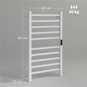 SCALDASALVIETTE ELETTRICO SMART A 10 BARRE CON TIMER E DISPLAY LCD IN ACCIAIO INOX 45X11X80 CM BIANCO