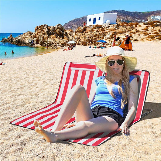 SET 2 LETTINI SPIAGGIA PIEGHEVOLI CON SCHIENALE REGOLABILE A 5 LIVELLI E BORSA ROSSO