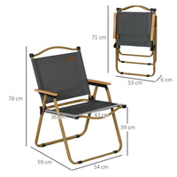 SET 2 SEDIE PER ESTERNI PIEGHEVOLI CON BRACCIOLI IN TESSUTO OXFORD E ACCIAIO GRIGIO