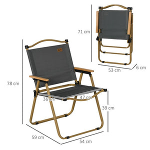 SET 2 SEDIE PER ESTERNI PIEGHEVOLI CON BRACCIOLI IN TESSUTO OXFORD E ACCIAIO GRIGIO