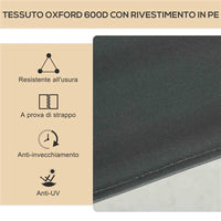 SET 2 SEDIE PER ESTERNI PIEGHEVOLI CON BRACCIOLI IN TESSUTO OXFORD E ACCIAIO GRIGIO