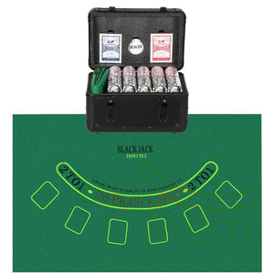 SET POKER CON 600 FICHES PER 12 GIOCATORI CON VALIGETTA 2 MAZZI DI CARTE E TAPPETINO NERO