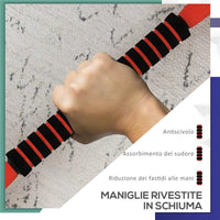 SET PESI DA PALESTRA 4 IN 1 DA 20KG CONVERTIBILE IN KETTLEBELL 2 MANUBRI BILANCIERE E SUPPORTO FLESSIONI ROSSO