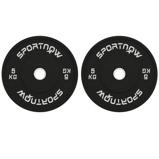 SET 2 DISCHI PESI DA 5KG IN GOMMA CON FORO DA 2"/5 CM PER MANUBRI E BILANCIERI NERO