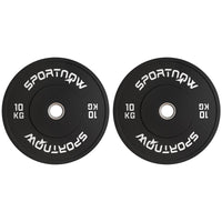 SET 2 DISCHI PESI DA 10KG IN GOMMA CON FORO DA 2"/5 CM PER MANUBRI E BILANCIERI NERO