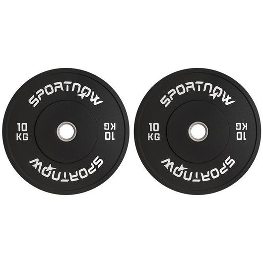 SET 2 DISCHI PESI DA 10KG IN GOMMA CON FORO DA 2"/5 CM PER MANUBRI E BILANCIERI NERO