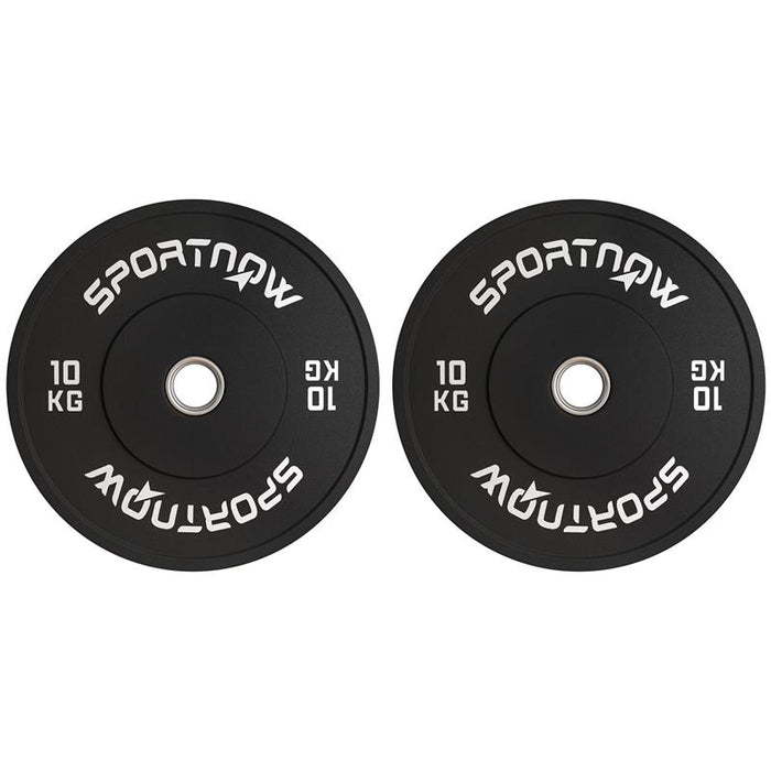 SET 2 DISCHI PESI DA 10KG IN GOMMA CON FORO DA 2"/5 CM PER MANUBRI E BILANCIERI NERO