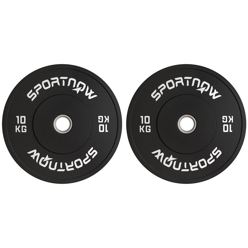 SET 2 DISCHI PESI DA 10KG IN GOMMA CON FORO DA 2"/5 CM PER MANUBRI E BILANCIERI NERO