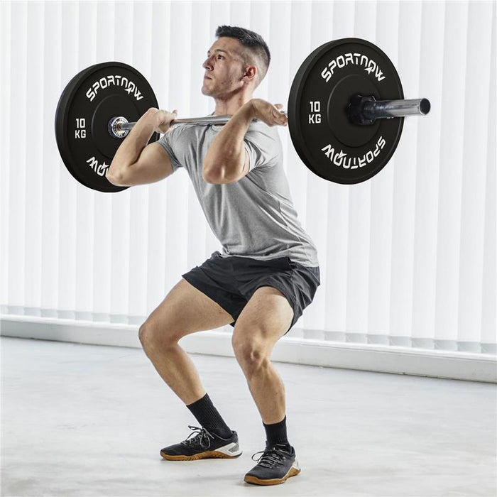 SET 2 DISCHI PESI DA 10KG IN GOMMA CON FORO DA 2"/5 CM PER MANUBRI E BILANCIERI NERO