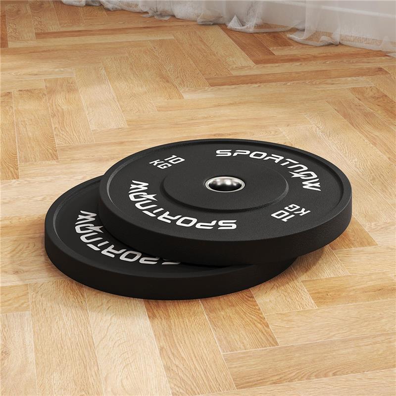 SET 2 DISCHI PESI DA 10KG IN GOMMA CON FORO DA 2"/5 CM PER MANUBRI E BILANCIERI NERO