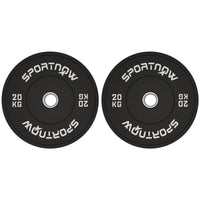 SET 2 DISCHI PESI DA 20KG IN GOMMA CON FORO DA 2"/5 CM PER MANUBRI E BILANCIERI NERO