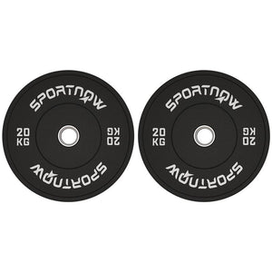 SET 2 DISCHI PESI DA 20KG IN GOMMA CON FORO DA 2"/5 CM PER MANUBRI E BILANCIERI NERO