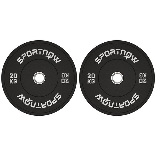 SET 2 DISCHI PESI DA 20KG IN GOMMA CON FORO DA 2"/5 CM PER MANUBRI E BILANCIERI NERO