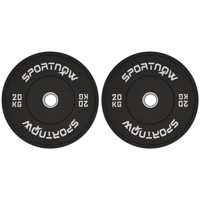 SET 2 DISCHI PESI DA 20KG IN GOMMA CON FORO DA 2"/5 CM PER MANUBRI E BILANCIERI NERO