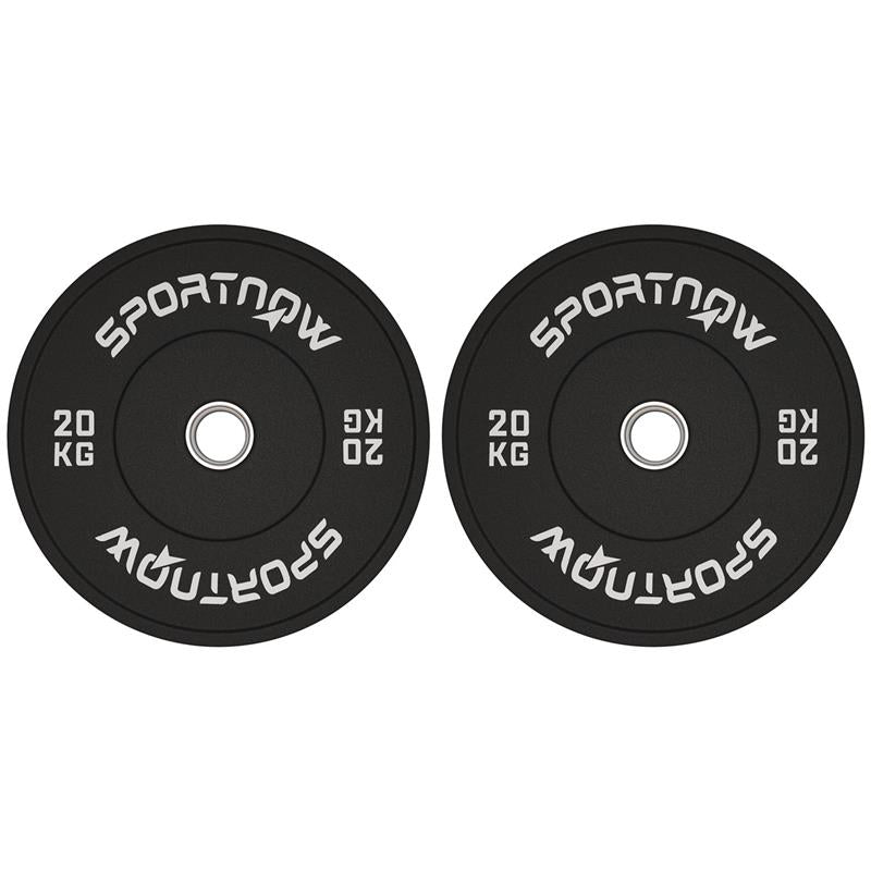 SET 2 DISCHI PESI DA 20KG IN GOMMA CON FORO DA 2"/5 CM PER MANUBRI E BILANCIERI NERO