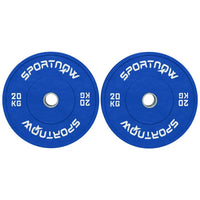 SET 2 DISCHI PESI DA 20KG IN GOMMA CON FORO DA 2"/5 CM PER MANUBRI E BILANCIERI BLU