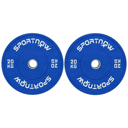 SET 2 DISCHI PESI DA 20KG IN GOMMA CON FORO DA 2"/5 CM PER MANUBRI E BILANCIERI BLU