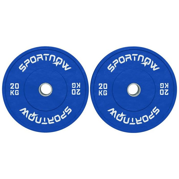 SET 2 DISCHI PESI DA 20KG IN GOMMA CON FORO DA 2"/5 CM PER MANUBRI E BILANCIERI BLU