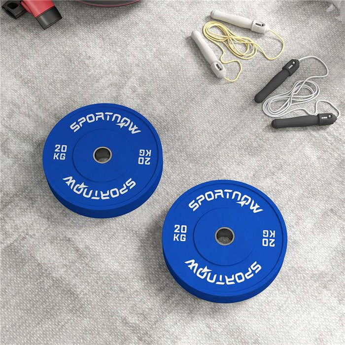 SET 2 DISCHI PESI DA 20KG IN GOMMA CON FORO DA 2"/5 CM PER MANUBRI E BILANCIERI BLU