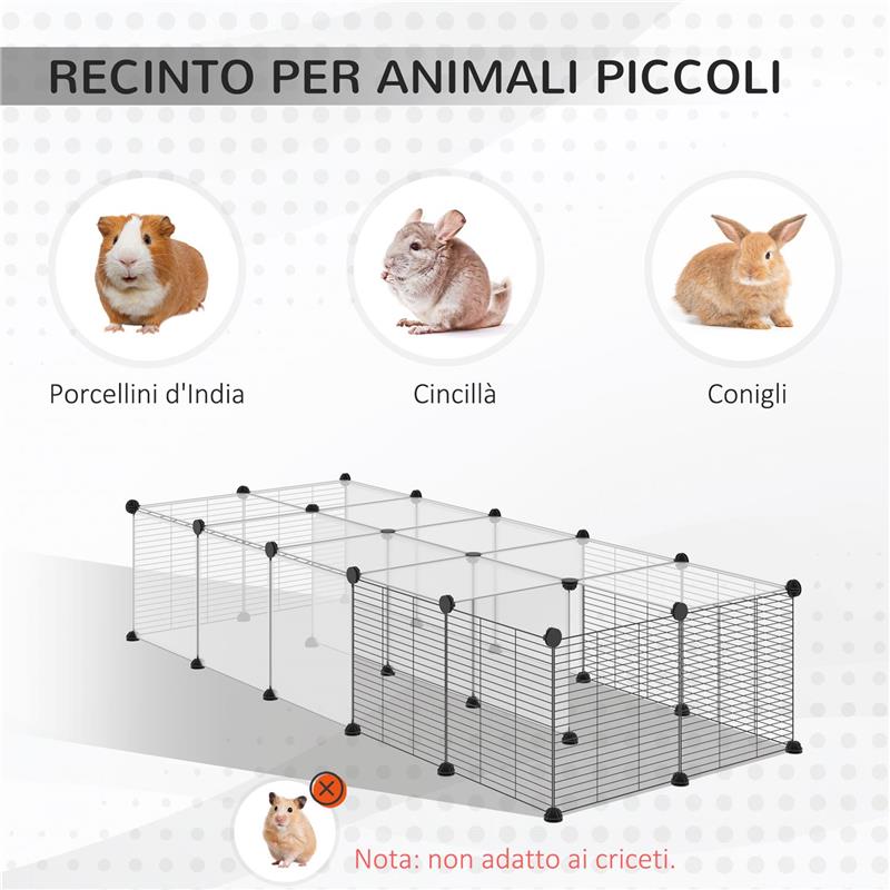 RECINTO PER ANIMALI MODULABILE CON PANNELLI 35X35 CM E ACCESSORI IN ACCIAIO E PP 140X70X70 CM NERO