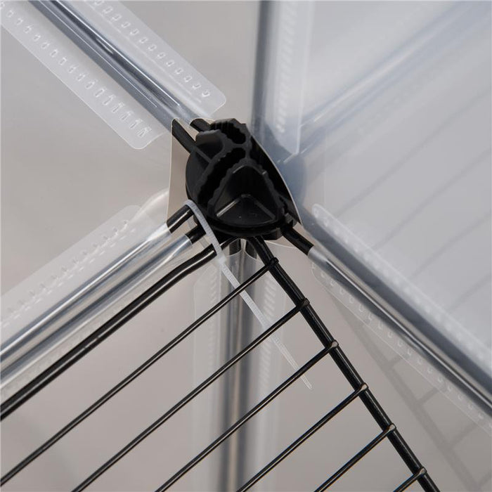 RECINTO PER ANIMALI MODULABILE CON PANNELLI 35X35 CM E ACCESSORI IN ACCIAIO E PP 140X70X70 CM NERO