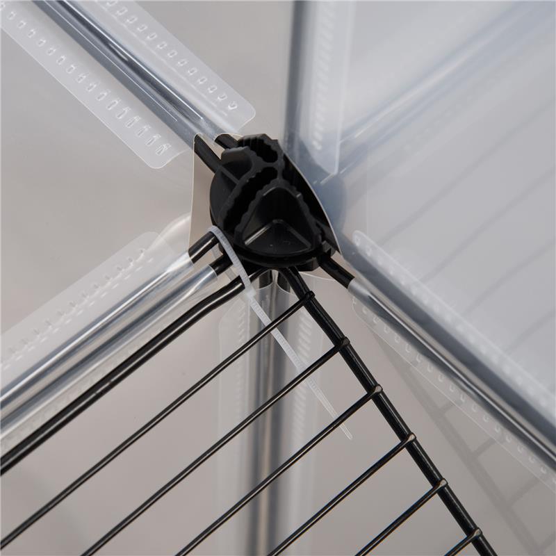 RECINTO PER ANIMALI MODULABILE CON PANNELLI 35X35 CM E ACCESSORI IN ACCIAIO E PP 140X70X70 CM NERO