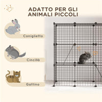 RECINTO PER ANIMALI MODULABILE CON 31 PANNELLI 2 PORTE E 2 RAMPE IN ACCIAIO E PP 105X45X105 CM NERO