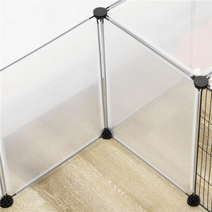 RECINTO PER ANIMALI MODULABILE CON 20 PANNELLI E 2 PORTE IN ACCIAIO E PP 175X70X45 CM BIANCO E NERO