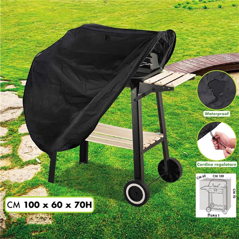 MA MAISON COPERTURA PROTETTIVA PER BARBECUE RETTANGOLARE 100 X 60 X 70H CM COLORE NERO WATERPROOF