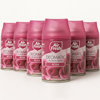 AIR FRESH Deomatic Set 6 x 250 ml Ricarica Spray Profumatore per Ambiente Rosa