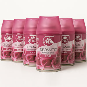 AIR FRESH Deomatic Set 6 x 250 ml Ricarica Spray Profumatore per Ambiente Rosa